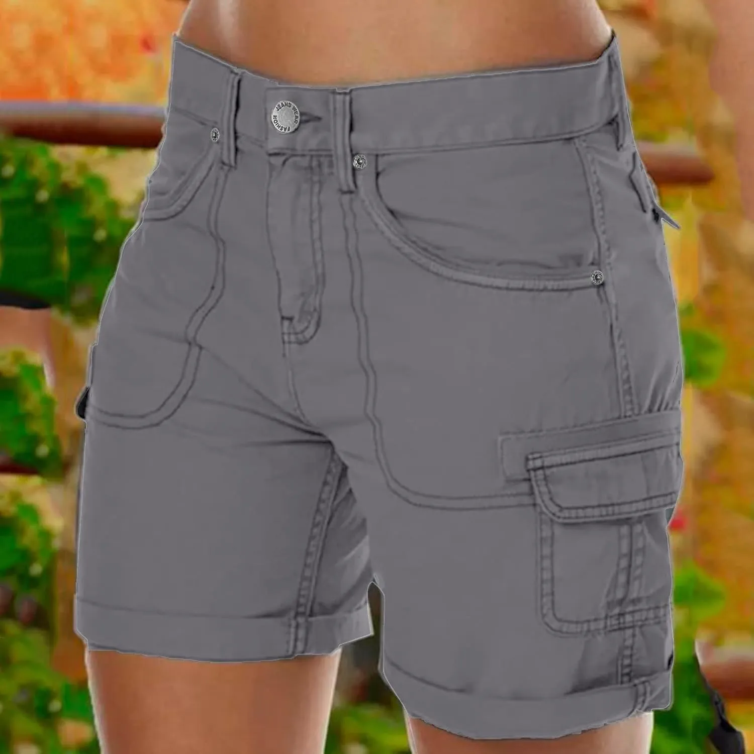 Cargo Shorts Women High Waisted Casual Pull On Hiking Shorts Lightweight Plus Size Summer Loose Fit Short Pants Clothes