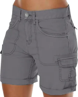 Cargo Shorts Women High Waisted Casual Pull On Hiking Shorts Lightweight Plus Size Summer Loose Fit Short Pants Clothes