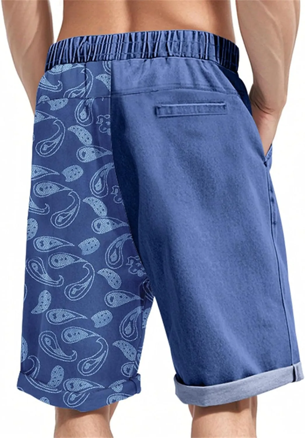 Casual Shorts for Men Color Block Printed Waist Drawstring Baggy Comfy Cool Pant 2025 Summer Beach Shorts with Pocket