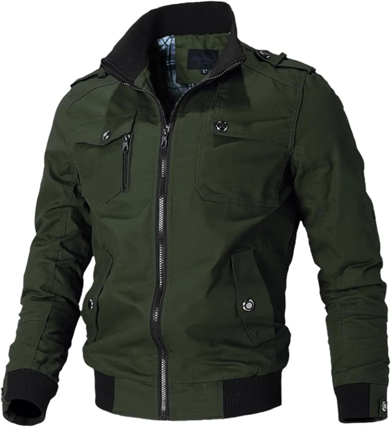 Casual Windbreaker Bomber Jackets for Mens Zipper Long Sleeve Stand Collar Lightweight Casual Outwear Fashion Tops