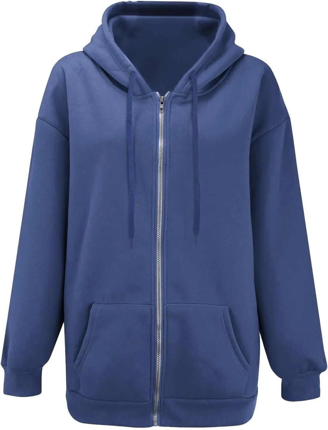 Casual Zip Up Hoodies for Women Long Sleeve Drawstring Oversized Sweatshirts Loose Fall Fashion Jackets with Pockets