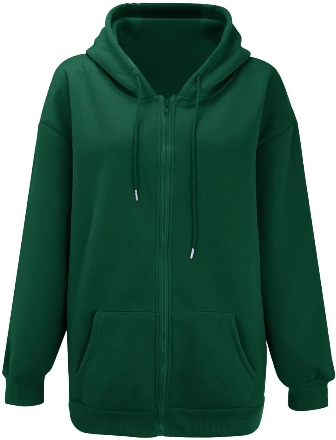 Casual Zip Up Hoodies for Women Long Sleeve Drawstring Oversized Sweatshirts Loose Fall Fashion Jackets with Pockets