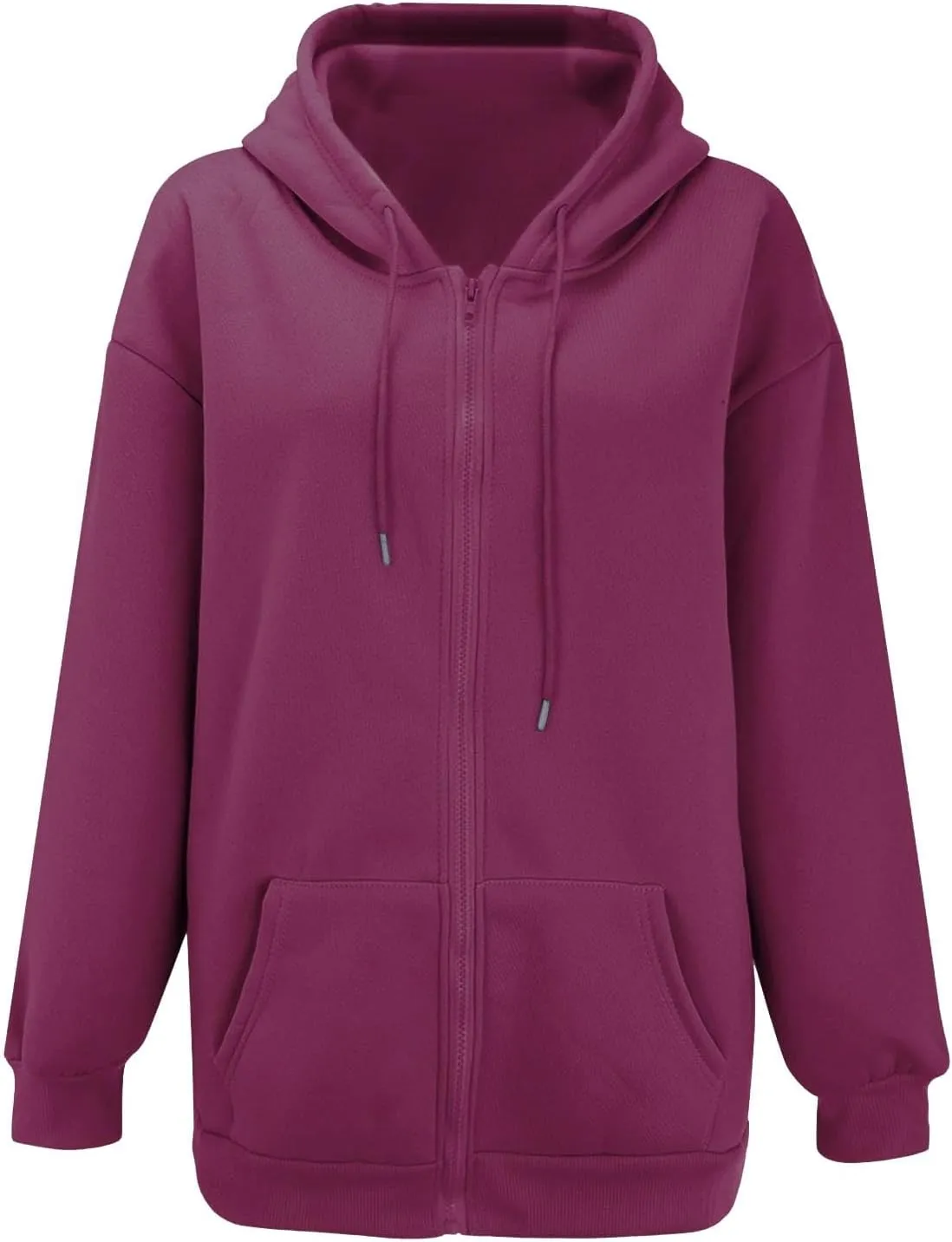 Casual Zip Up Hoodies for Women Long Sleeve Drawstring Oversized Sweatshirts Loose Fall Fashion Jackets with Pockets
