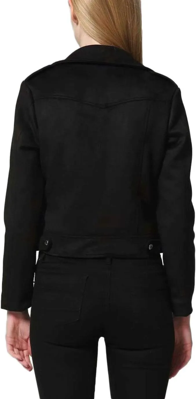 CHARTOU Women's Fall 2023 Fashion Faux Suede Leather Casual Moto Biker Jacket Coats