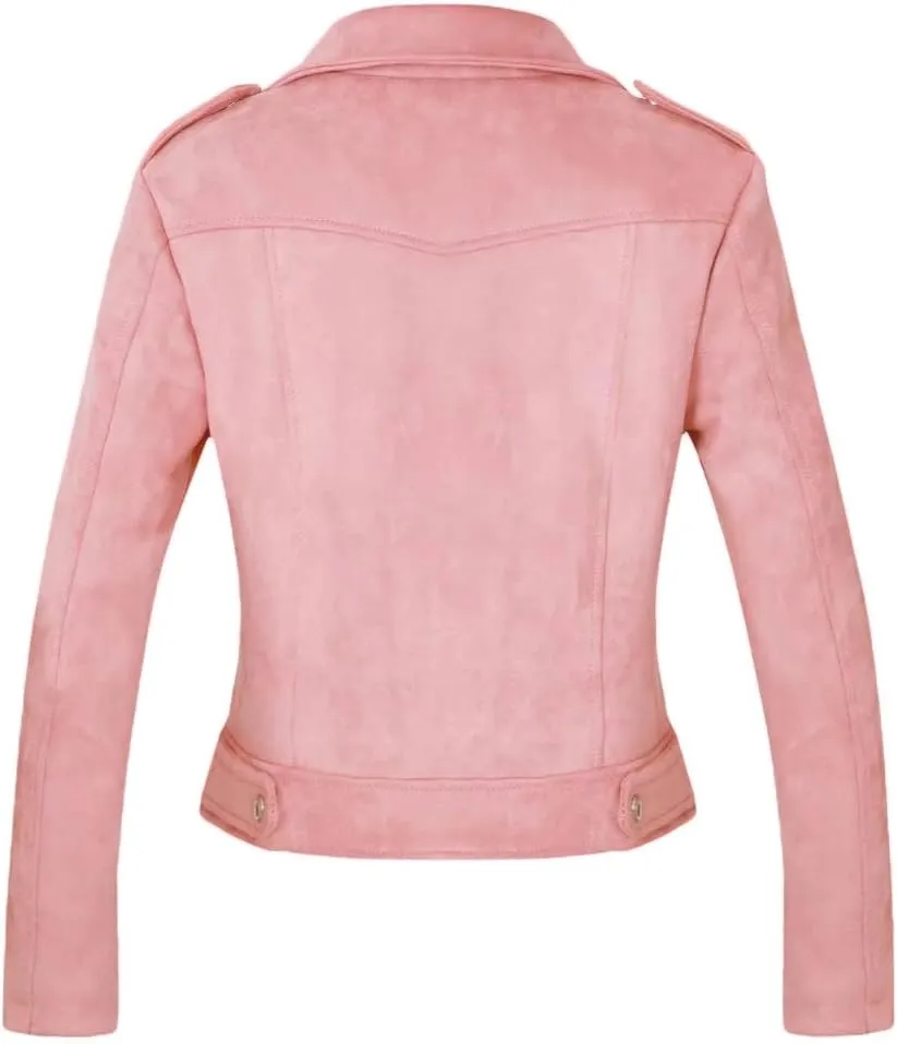 CHARTOU Women's Fall 2023 Fashion Faux Suede Leather Casual Moto Biker Jacket Coats