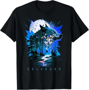 Colorado Mountain Wolf Retro Vintage Graphic Design T-Shirt
