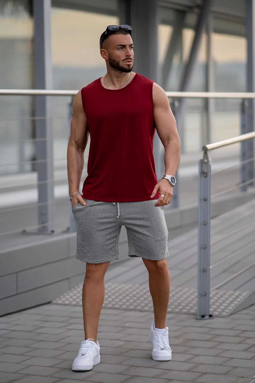 COOFANDY Men's Sweat Shorts 7 Inch Athletic Workout Shorts 2 Pack Casual Lounge Joggers Short Pants with Pockets