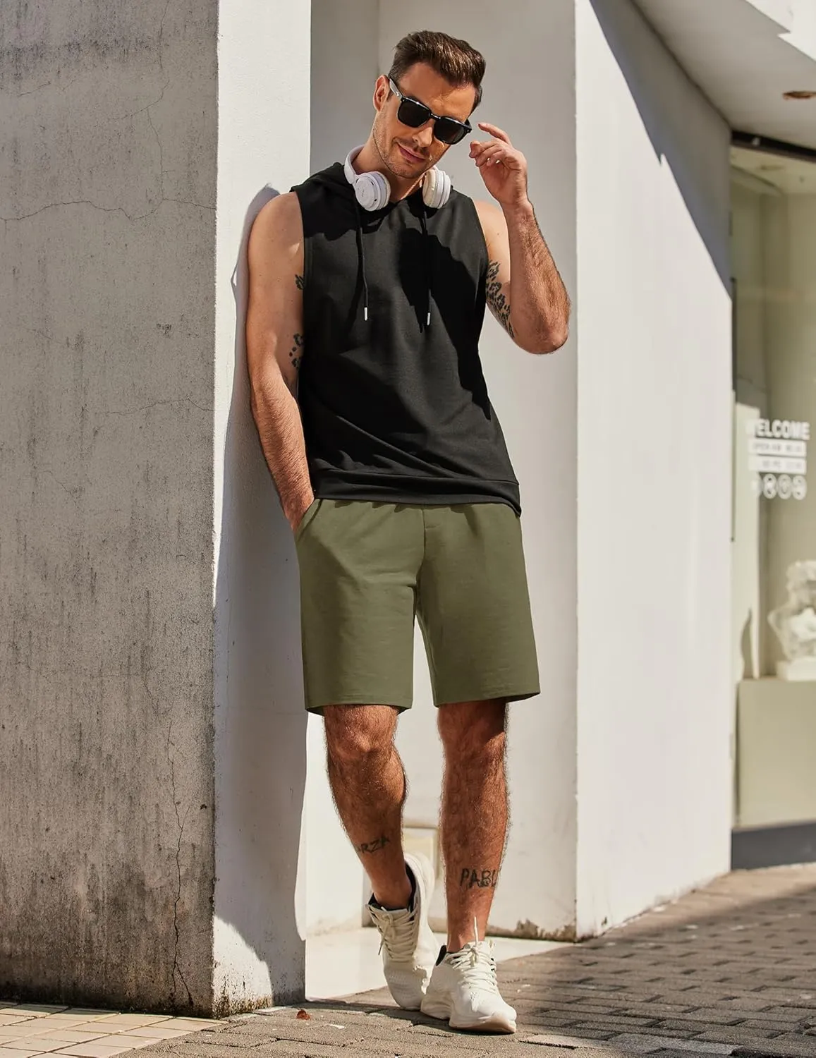 COOFANDY Men's Sweat Shorts 7 Inch Athletic Workout Shorts 2 Pack Casual Lounge Joggers Short Pants with Pockets