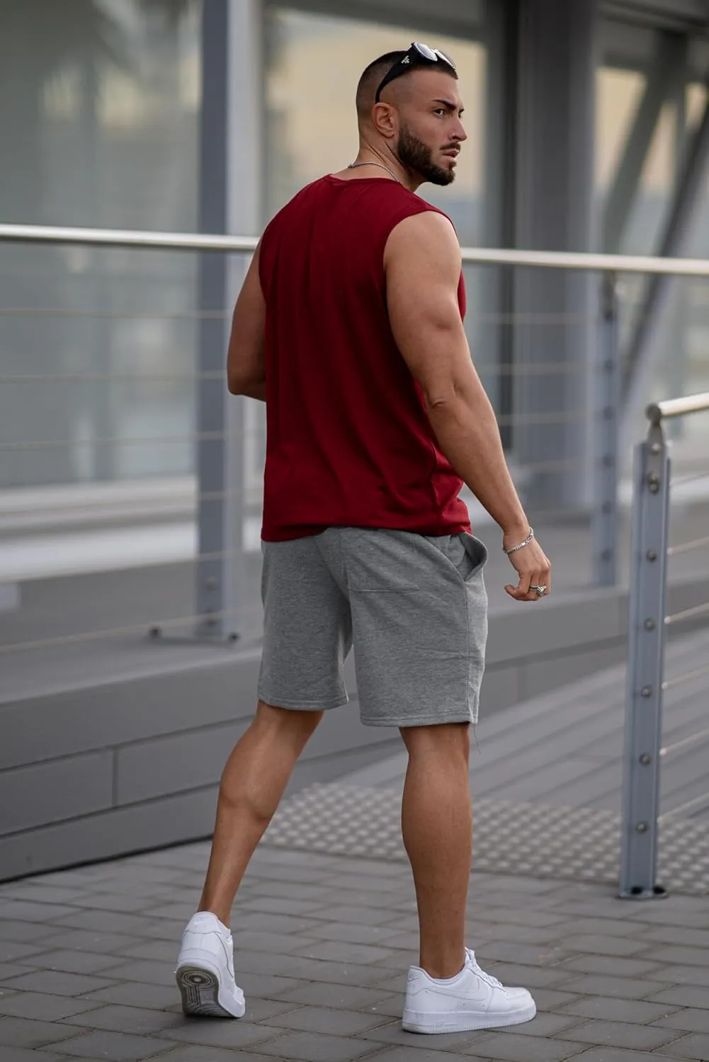COOFANDY Men's Sweat Shorts 7 Inch Athletic Workout Shorts 2 Pack Casual Lounge Joggers Short Pants with Pockets