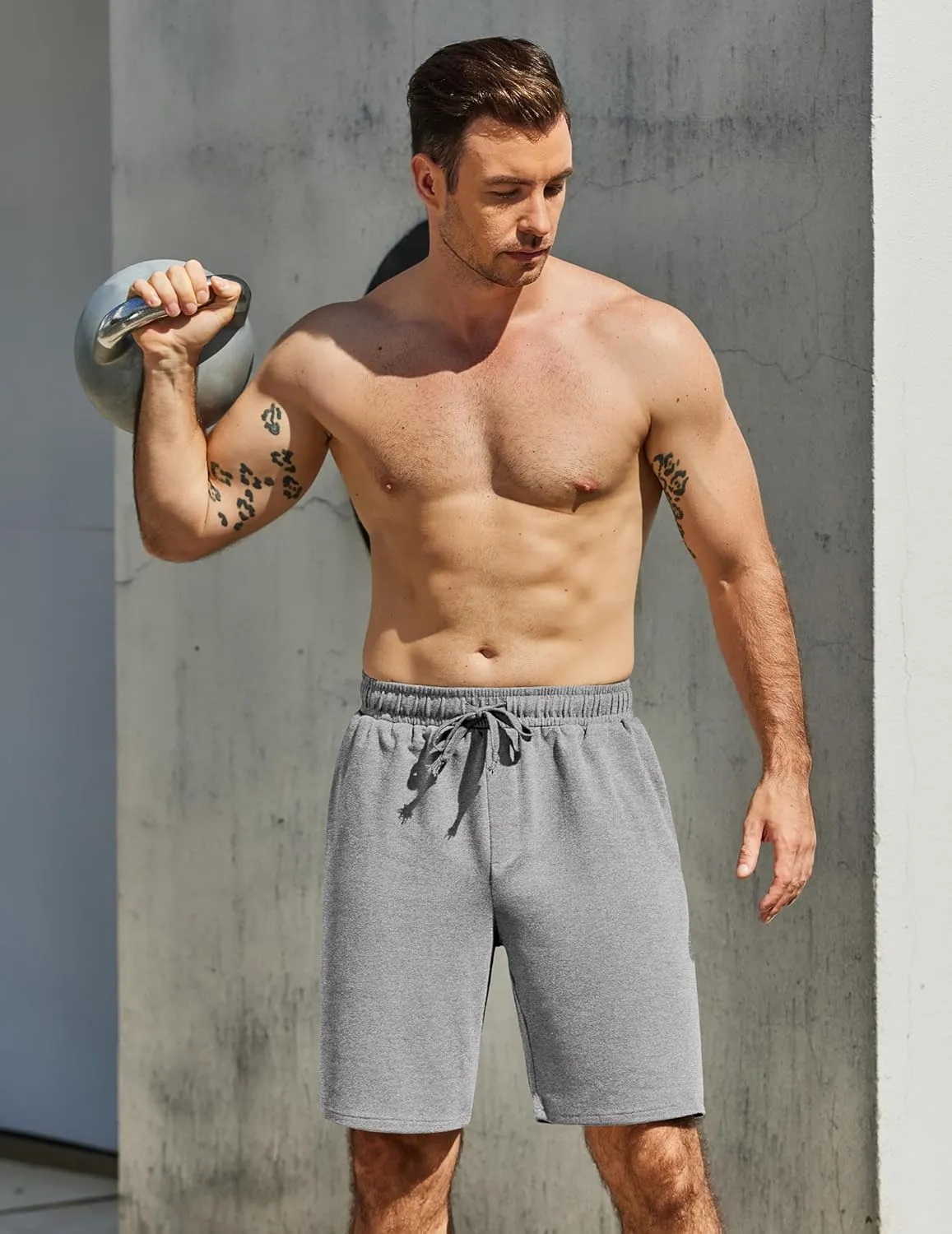 COOFANDY Men's Sweat Shorts 7 Inch Athletic Workout Shorts 2 Pack Casual Lounge Joggers Short Pants with Pockets