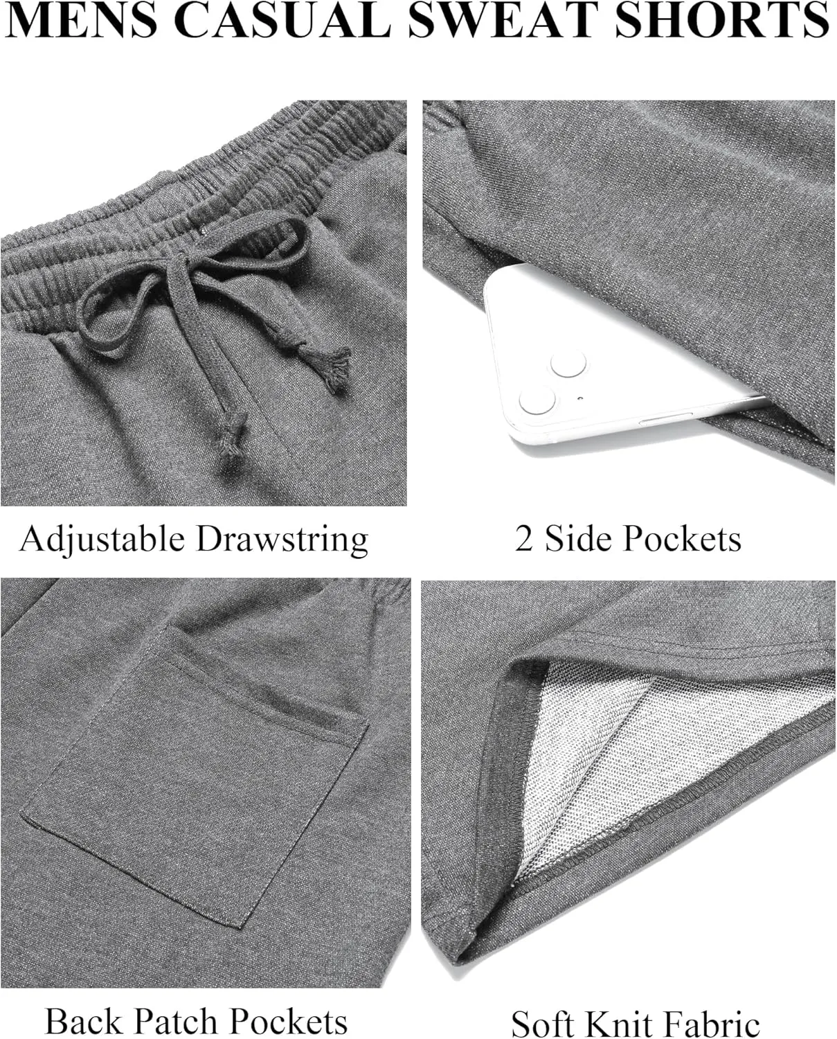 COOFANDY Men's Sweat Shorts 7 Inch Athletic Workout Shorts 2 Pack Casual Lounge Joggers Short Pants with Pockets