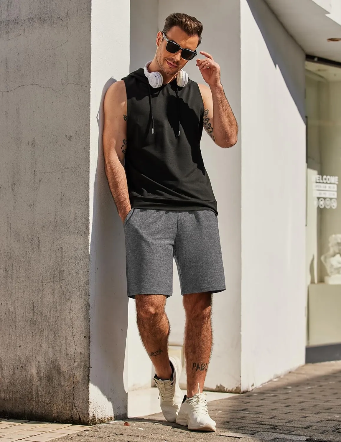 COOFANDY Men's Sweat Shorts 7 Inch Athletic Workout Shorts 2 Pack Casual Lounge Joggers Short Pants with Pockets