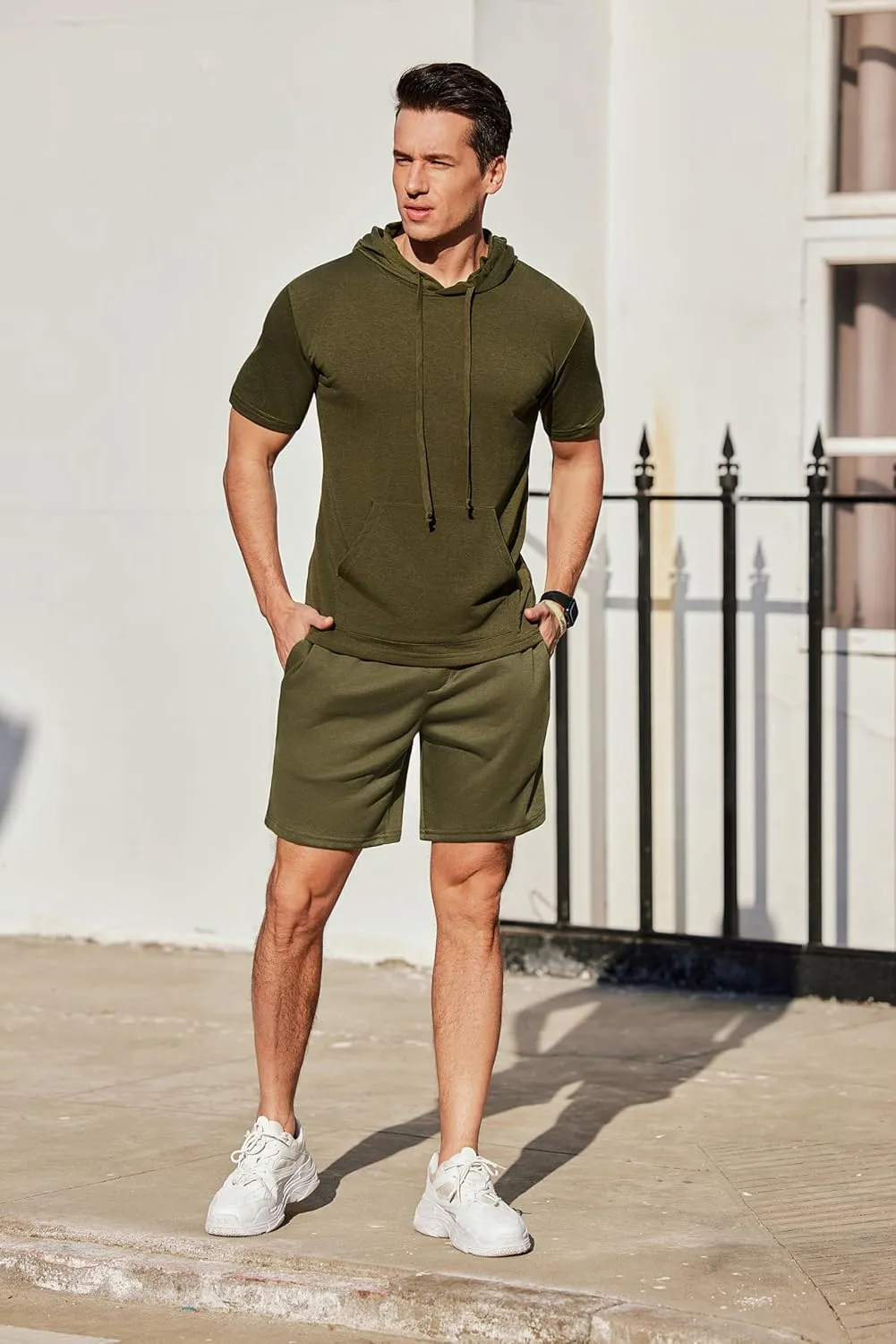 COOFANDY Men's Sweat Shorts 7 Inch Athletic Workout Shorts 2 Pack Casual Lounge Joggers Short Pants with Pockets