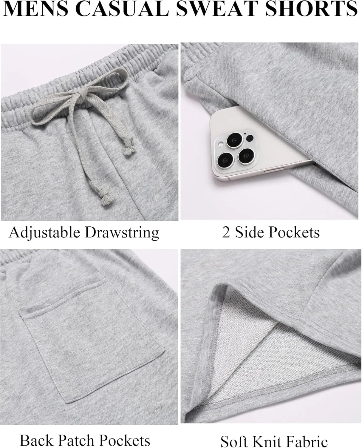 COOFANDY Men's Sweat Shorts 7 Inch Athletic Workout Shorts 2 Pack Casual Lounge Joggers Short Pants with Pockets