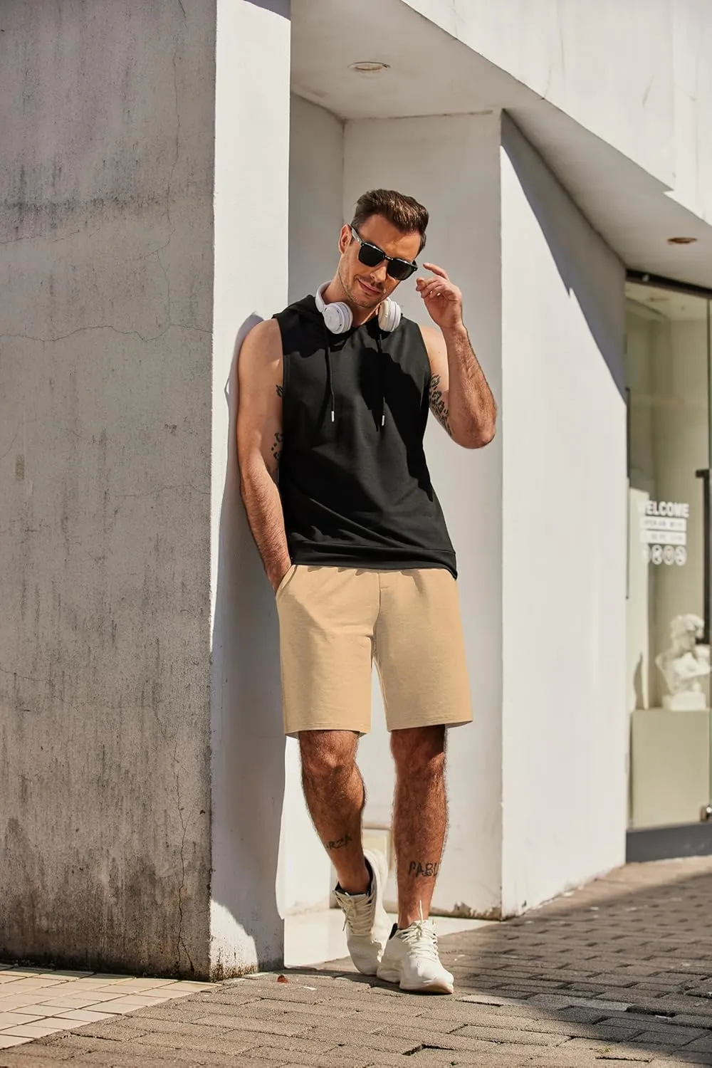 COOFANDY Men's Sweat Shorts 7 Inch Athletic Workout Shorts 2 Pack Casual Lounge Joggers Short Pants with Pockets
