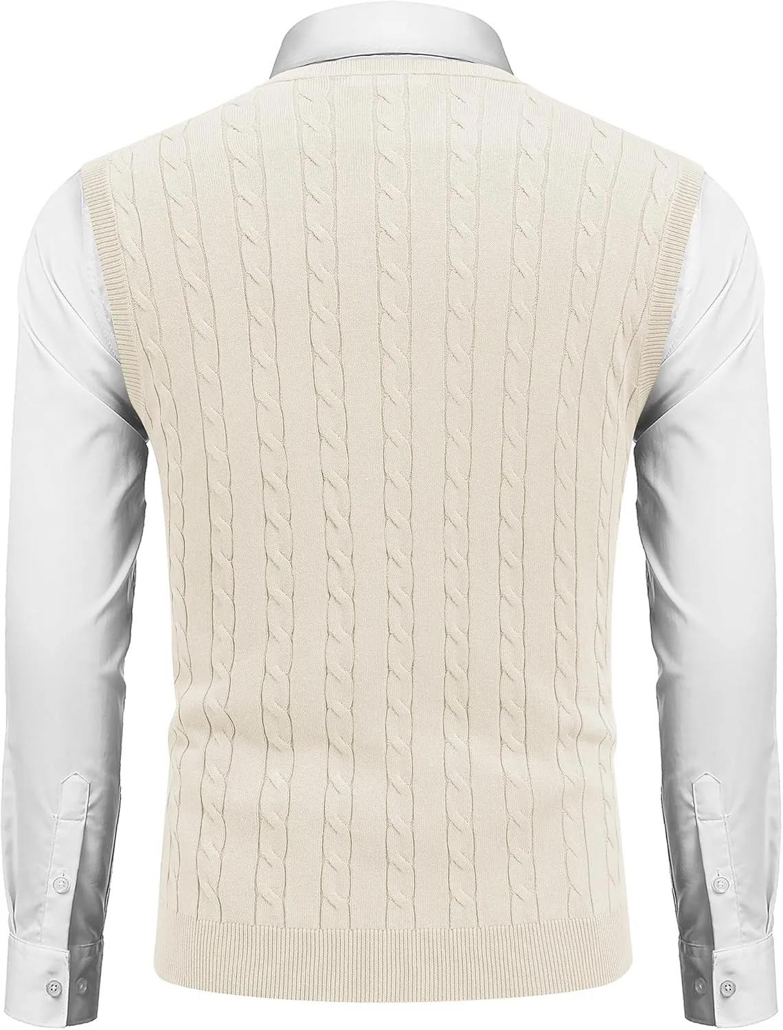 COOFANDY Men's Sweater Vest V Neck Slim Fit Cable Knitted Sleeveless Pullover Sweater