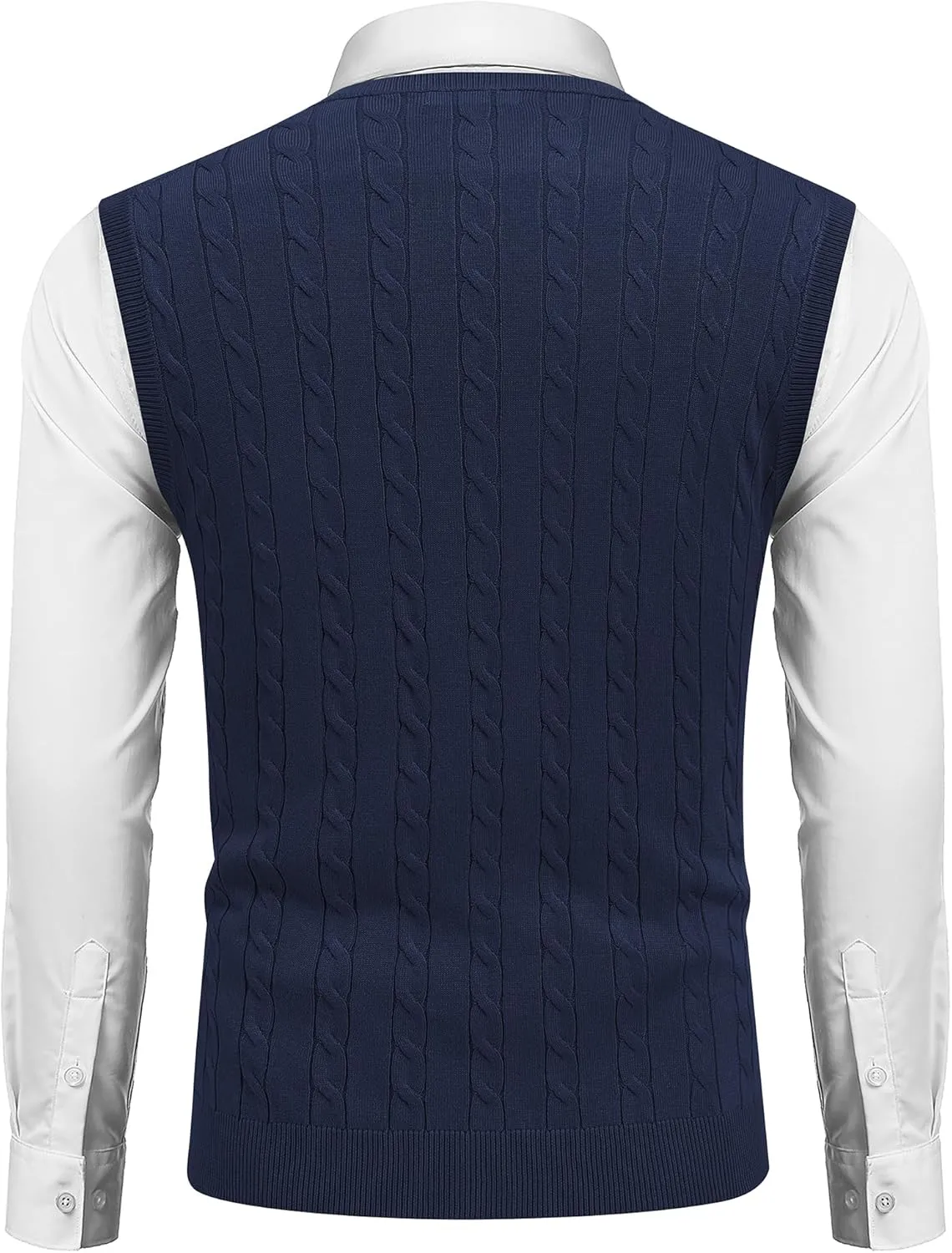 COOFANDY Men's Sweater Vest V Neck Slim Fit Cable Knitted Sleeveless Pullover Sweater