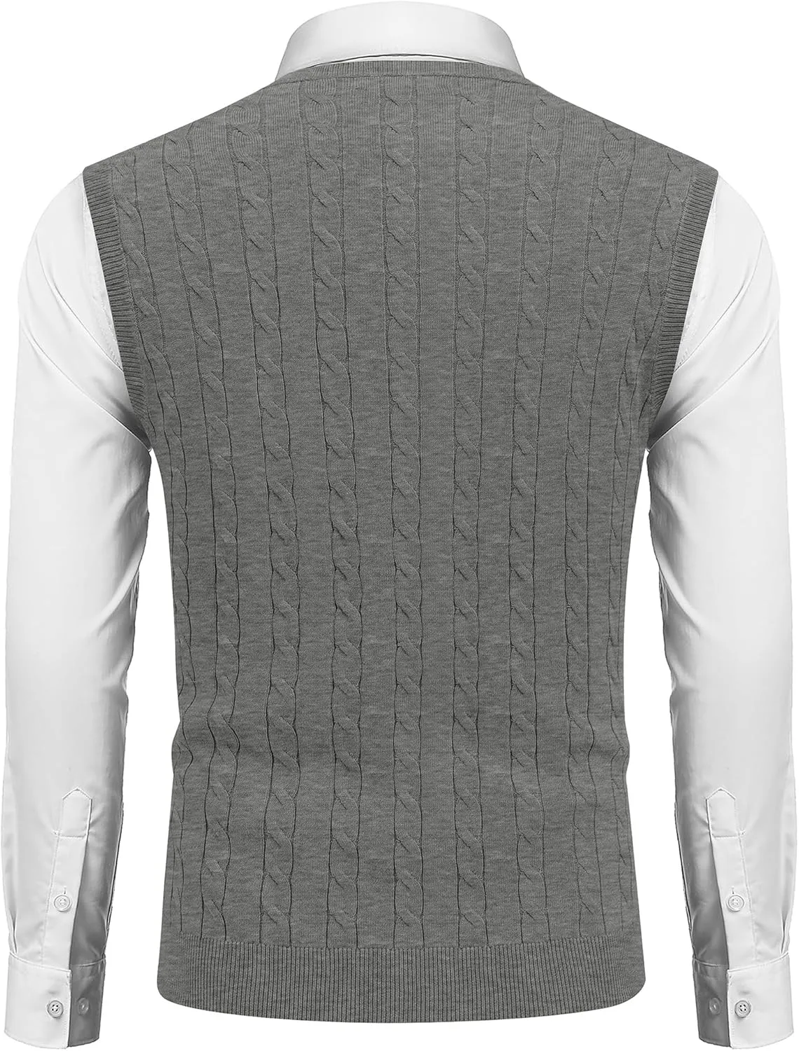 COOFANDY Men's Sweater Vest V Neck Slim Fit Cable Knitted Sleeveless Pullover Sweater
