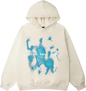 COOLMONAR Men's Vintage Oversized Star Graphic Print Hoodie Streetwear Zip-Up Hoodies Sweatshirt Casual Hooded