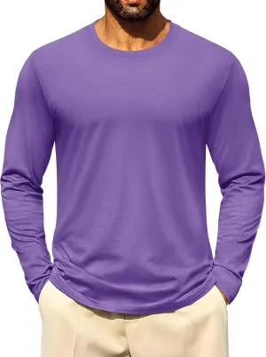 Cotrasen Mens Long Sleeve Tee Shirts Cotton Crew Neck Moisture Wicking Soft Casual Basic T-Shirts