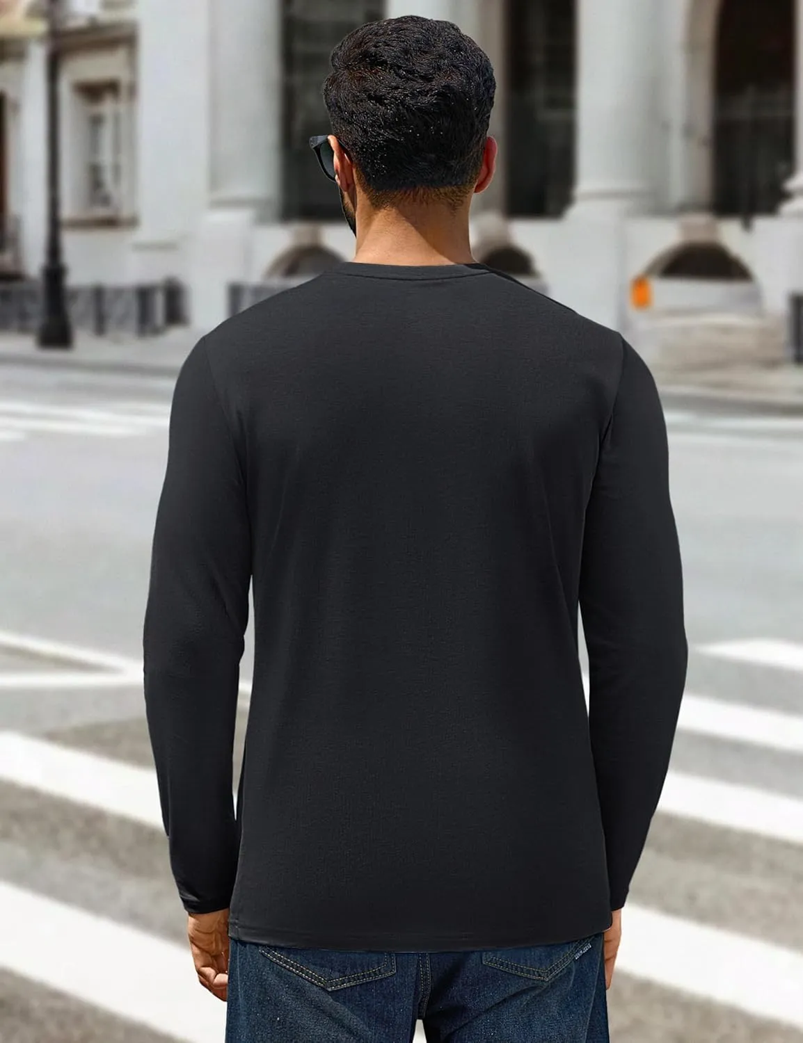 Cotrasen Mens Long Sleeve Tee Shirts Cotton Crew Neck Moisture Wicking Soft Casual Basic T-Shirts