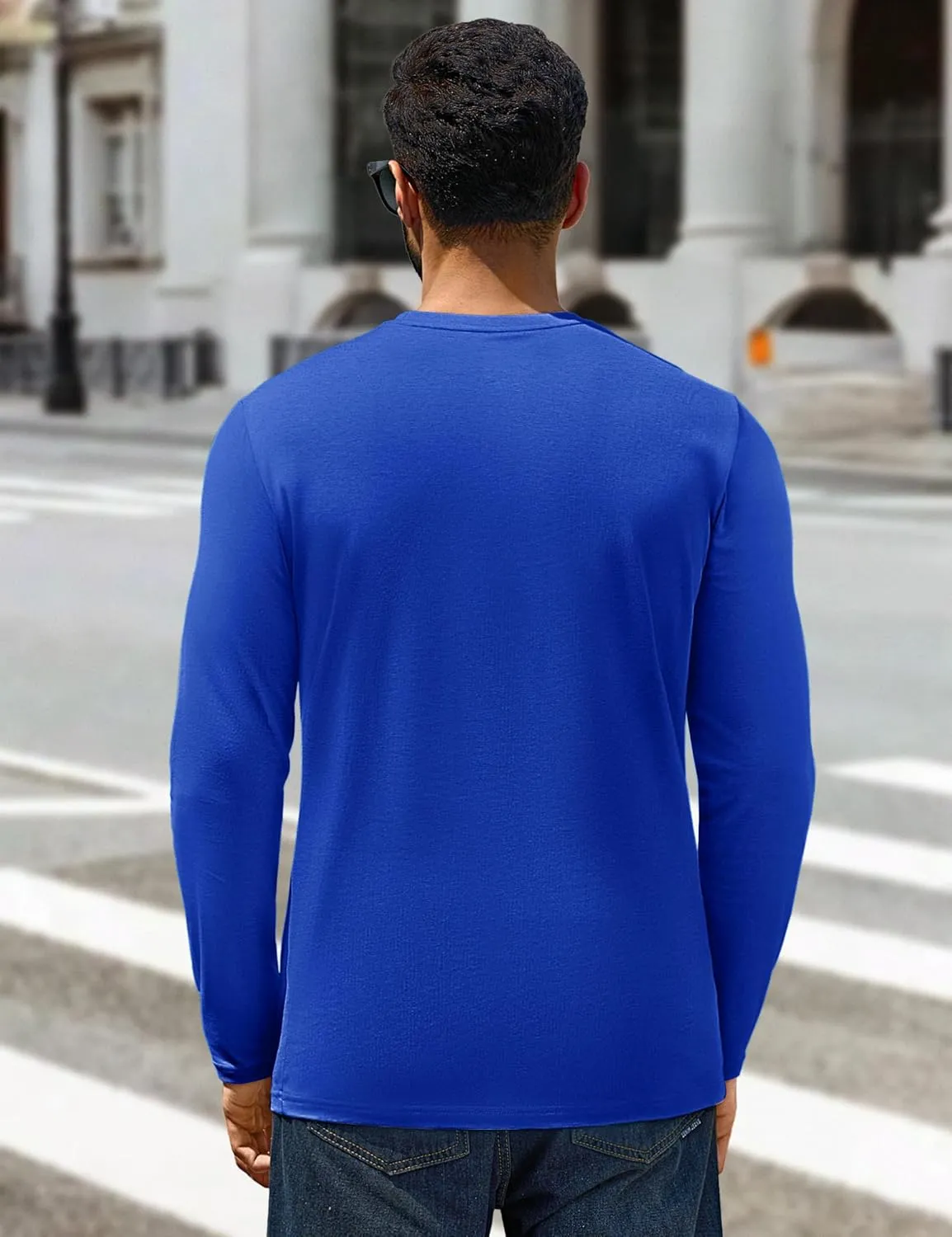 Cotrasen Mens Long Sleeve Tee Shirts Cotton Crew Neck Moisture Wicking Soft Casual Basic T-Shirts
