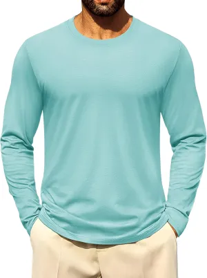 Cotrasen Mens Long Sleeve Tee Shirts Cotton Crew Neck Moisture Wicking Soft Casual Basic T-Shirts