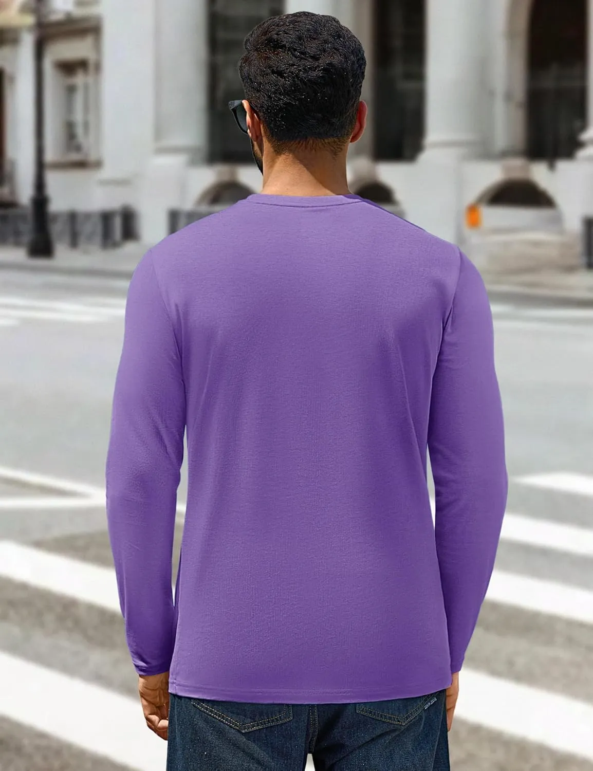 Cotrasen Mens Long Sleeve Tee Shirts Cotton Crew Neck Moisture Wicking Soft Casual Basic T-Shirts