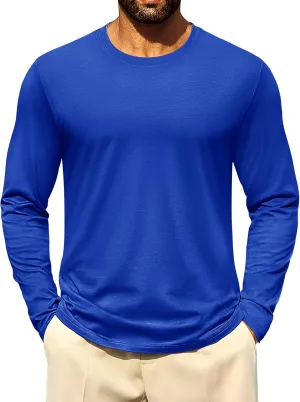 Cotrasen Mens Long Sleeve Tee Shirts Cotton Crew Neck Moisture Wicking Soft Casual Basic T-Shirts
