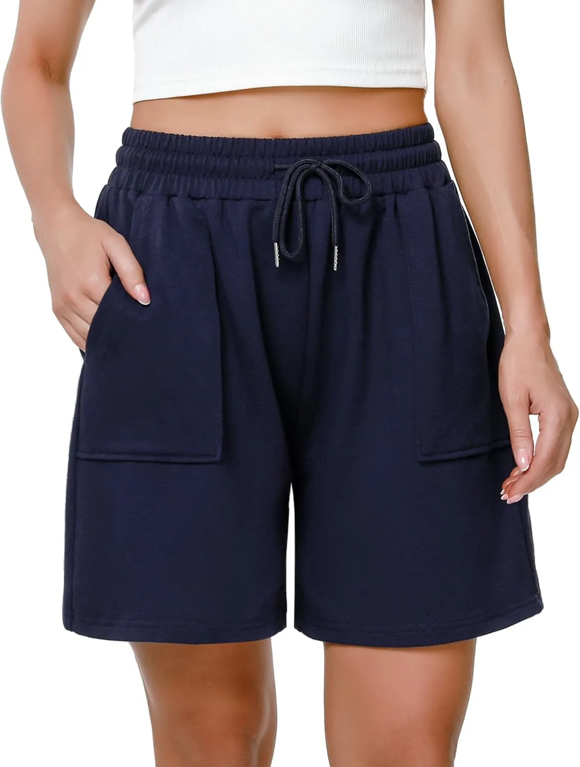 Cowasto Womens Cotton Sweat Shorts Casual Summer Loose Athletic Short Drawstring Waist Lounge Running Shorts with Pockets