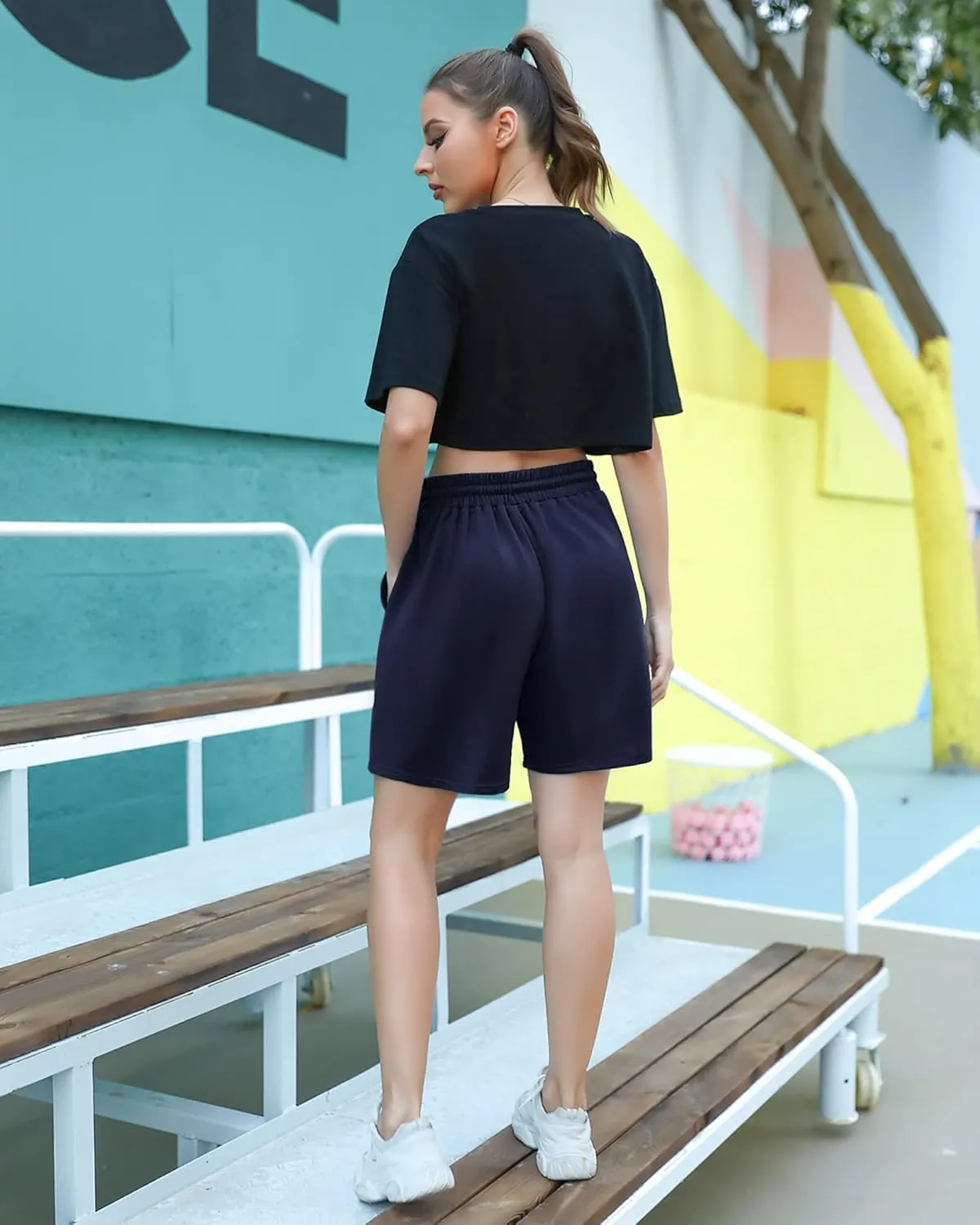 Cowasto Womens Cotton Sweat Shorts Casual Summer Loose Athletic Short Drawstring Waist Lounge Running Shorts with Pockets