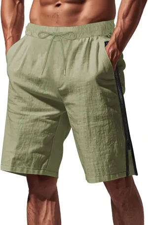 CRNTCEM Mens Cotton Linen Shorts Casual Drawstring Athletic Workout Running 7inch Inseam Shorts 2025 Summer Beach Yoga Short