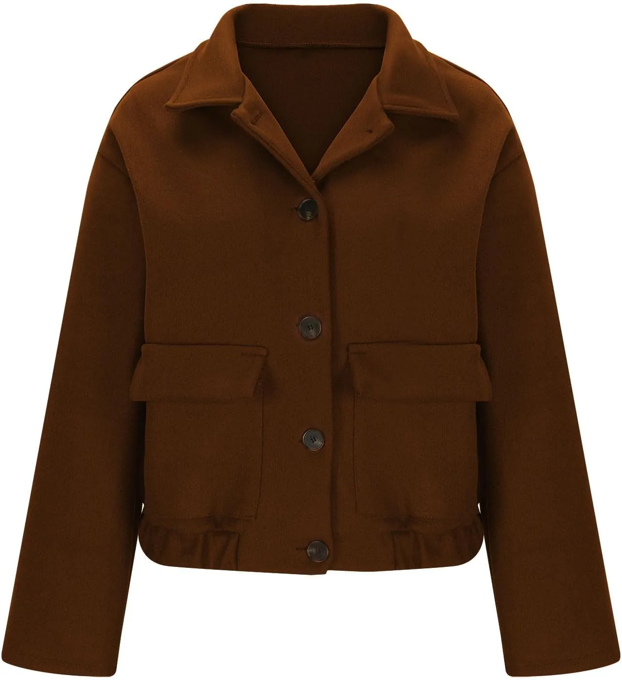 Cropped Trench Coat Women Casual Single Breasted Jacket Short Pea Coat Long Sleeve Wool Blend Jacket Fashion Outfits