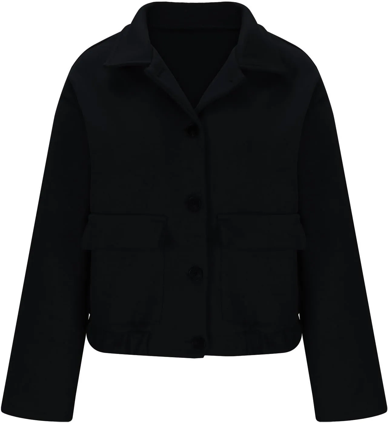 Cropped Trench Coat Women Casual Single Breasted Jacket Short Pea Coat Long Sleeve Wool Blend Jacket Fashion Outfits