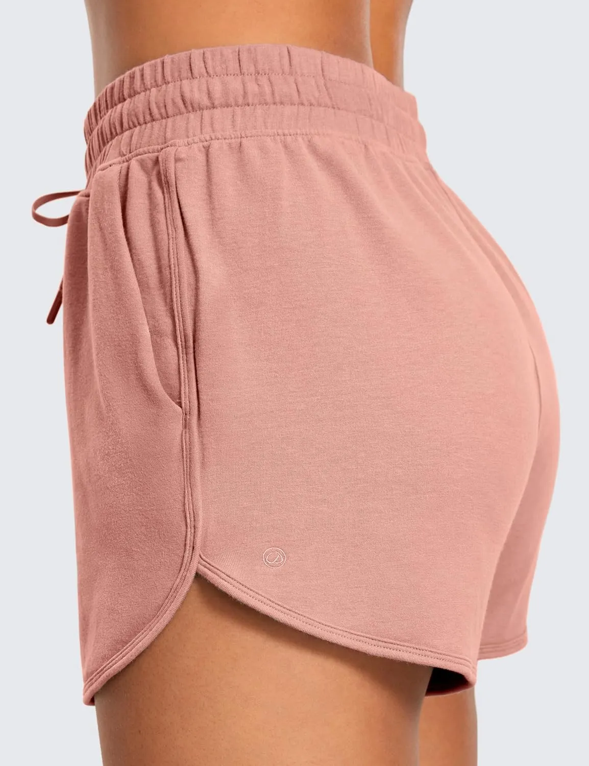 CRZ YOGA Women's Casual Sweat Shorts - 3.5'' Athletic Summer Comfy Cotton for Lounge Gym Jersey with Pockets
