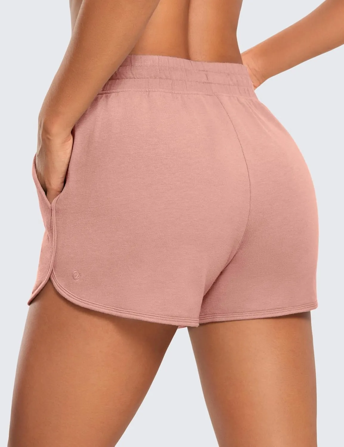 CRZ YOGA Women's Casual Sweat Shorts - 3.5'' Athletic Summer Comfy Cotton for Lounge Gym Jersey with Pockets