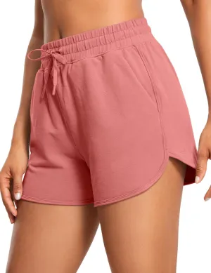 CRZ YOGA Women's Casual Sweat Shorts - 3.5'' Athletic Summer Comfy Cotton for Lounge Gym Jersey with Pockets