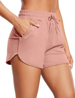 CRZ YOGA Women's Casual Sweat Shorts - 3.5'' Athletic Summer Comfy Cotton for Lounge Gym Jersey with Pockets
