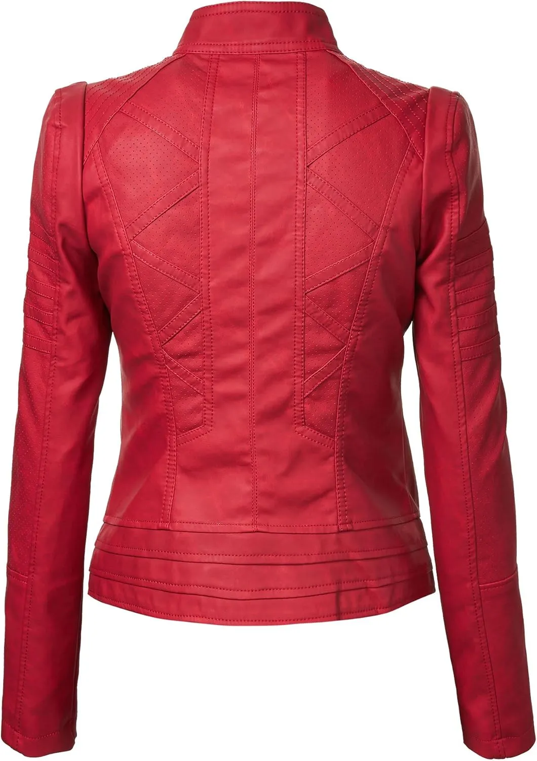 CTC Womens Dressy Vegan Leather Biker Jacket