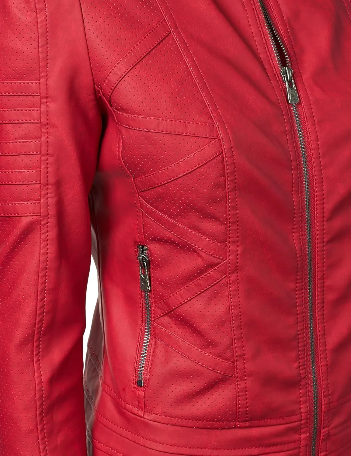 CTC Womens Dressy Vegan Leather Biker Jacket