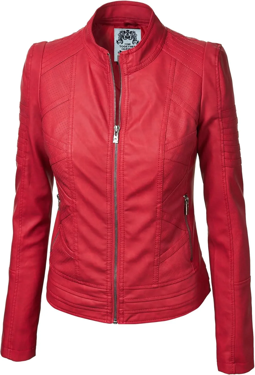 CTC Womens Dressy Vegan Leather Biker Jacket
