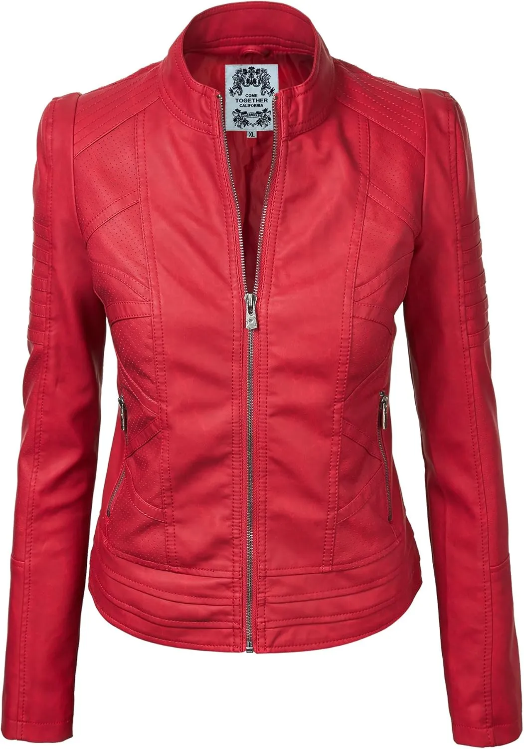 CTC Womens Dressy Vegan Leather Biker Jacket