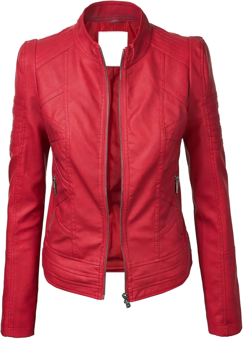 CTC Womens Dressy Vegan Leather Biker Jacket