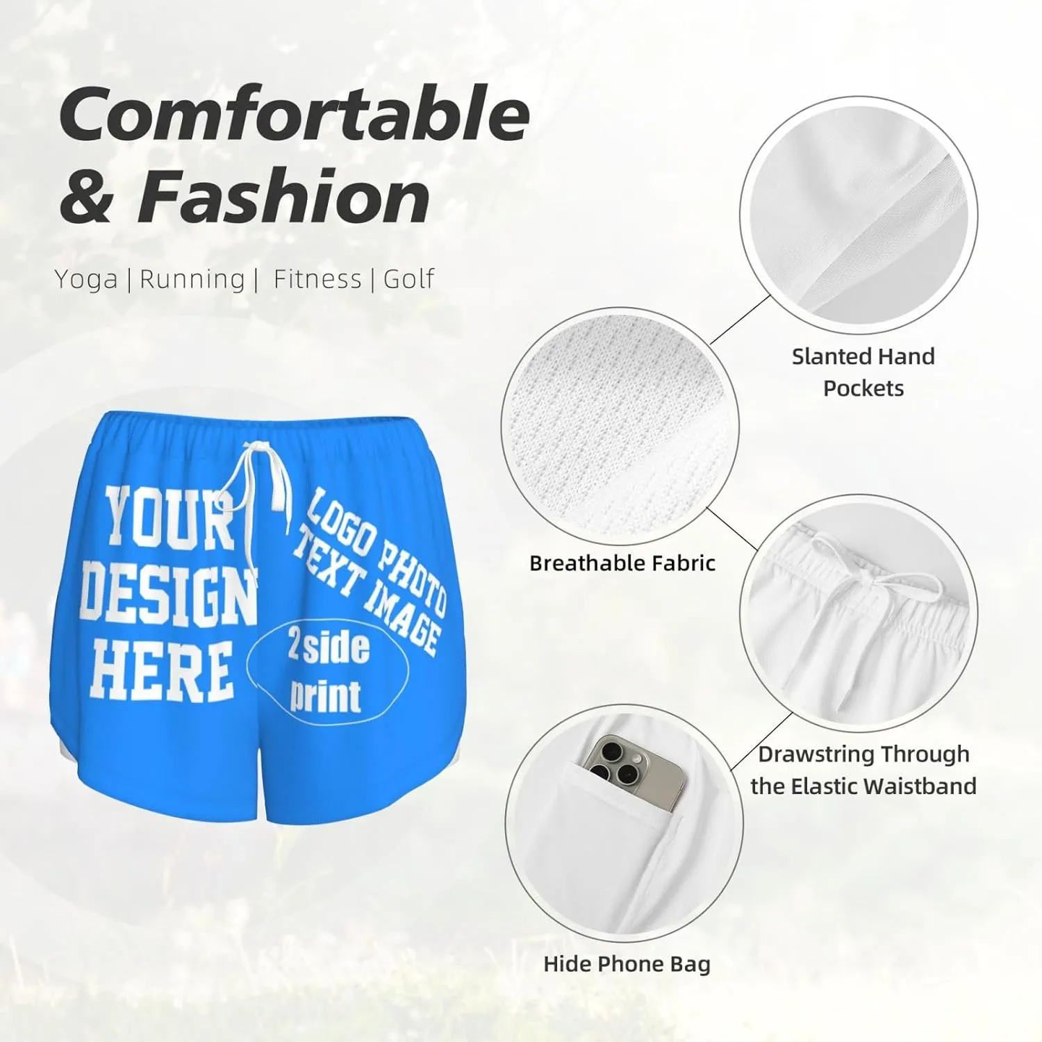 Custom Running Shorts Personalized Photos and Text for You Custom Yoga Shorts for Women Custom Sweat Shorts