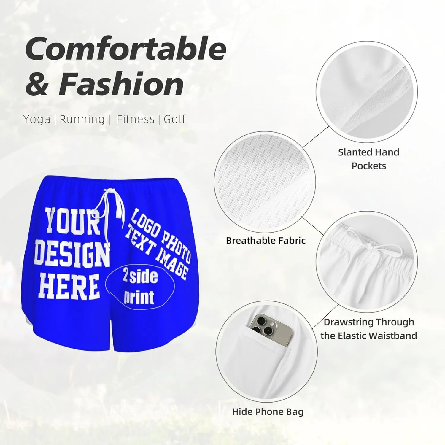 Custom Running Shorts Personalized Photos and Text for You Custom Yoga Shorts for Women Custom Sweat Shorts
