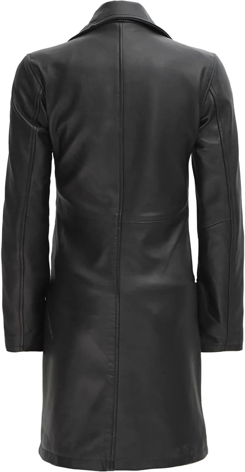 Decrum Leather Coat For Women - Real Leather Fashion Trench Coat Women Long Jacket