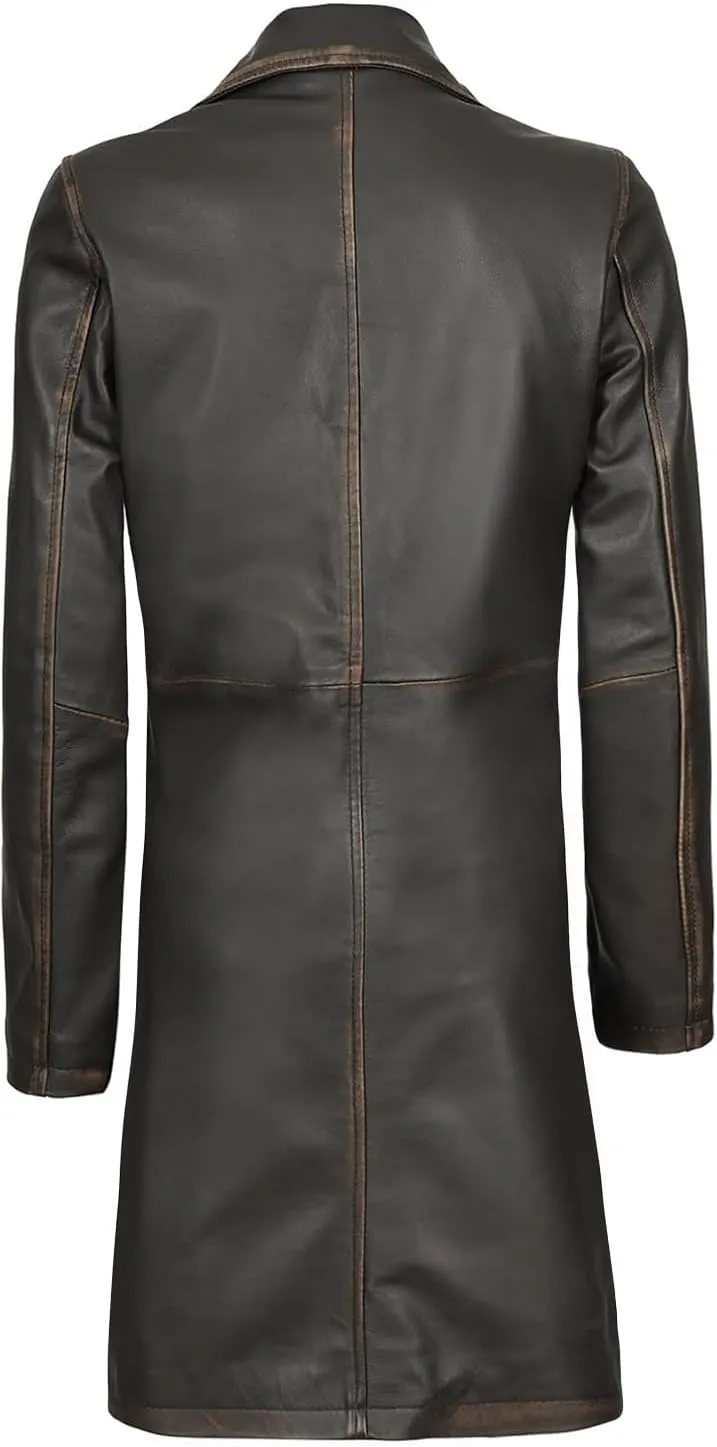 Decrum Leather Coat For Women - Real Leather Fashion Trench Coat Women Long Jacket