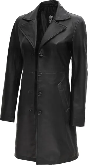 Decrum Leather Coat For Women - Real Leather Fashion Trench Coat Women Long Jacket