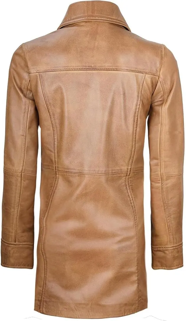 Decrum Leather Coats for Women - Carcoat Style Winter Fashion Womens Long Leather Jackets