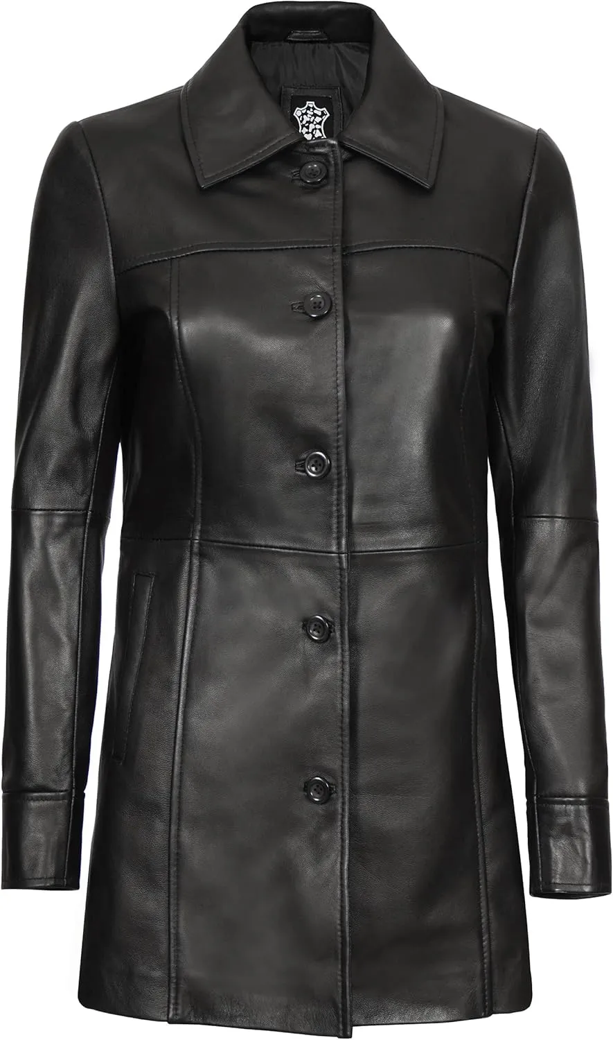 Decrum Leather Coats for Women - Carcoat Style Winter Fashion Womens Long Leather Jackets